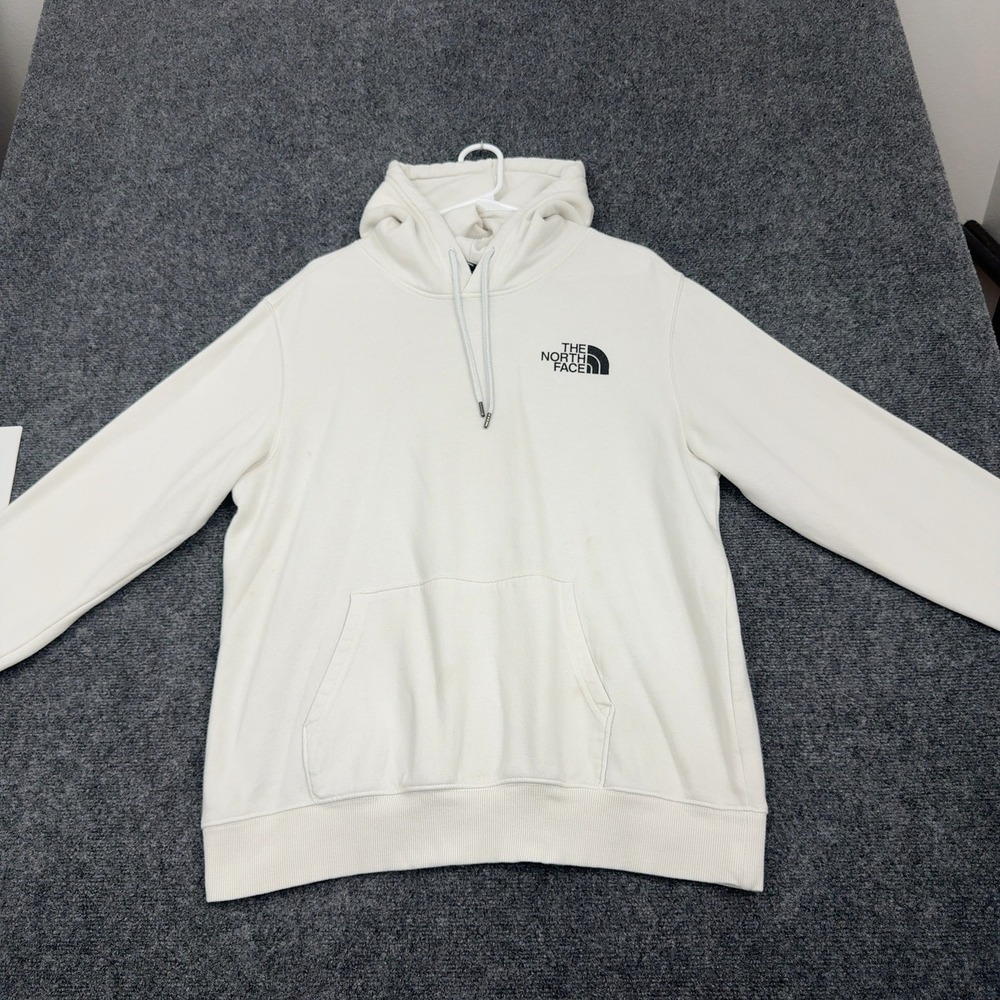The North Face Hoodie Mens L White Cotton Red Box Logo Pullover Gorpcore